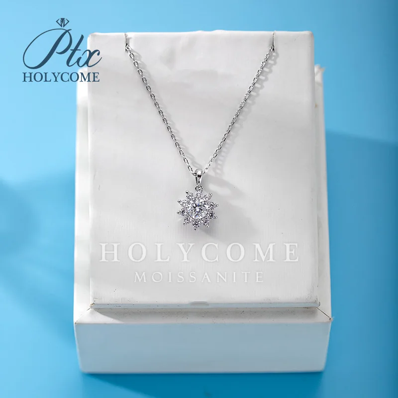 

6.5mm 1ct Holycome Jewelry Pendant 38cm-42cm ROUND Cut Moissanite Diamond Pendant Necklace Classic Style Solid Gold Moissanite