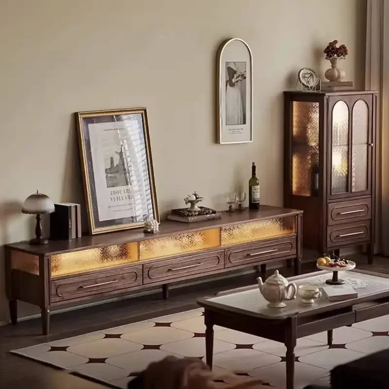 Creative Oak Adjustable Convenient Tv Cabinet Spacious Practical Compact Wooden Metal Tv Cabinet Fernsehschrank Modern Furniture
