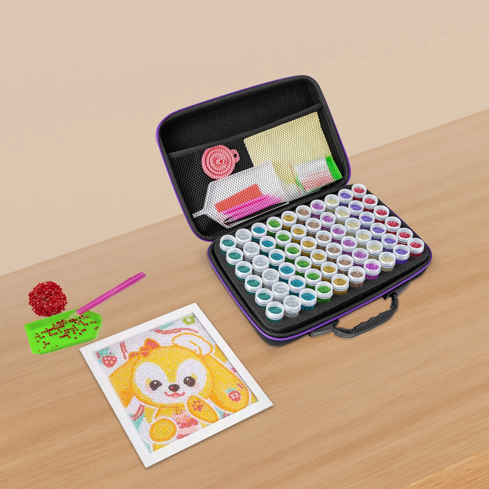 60* Square Display Boxes, Double-zip Design Jewelry Display Case with Sponge Pad for Mall Jewelry Diamond Display or Storage