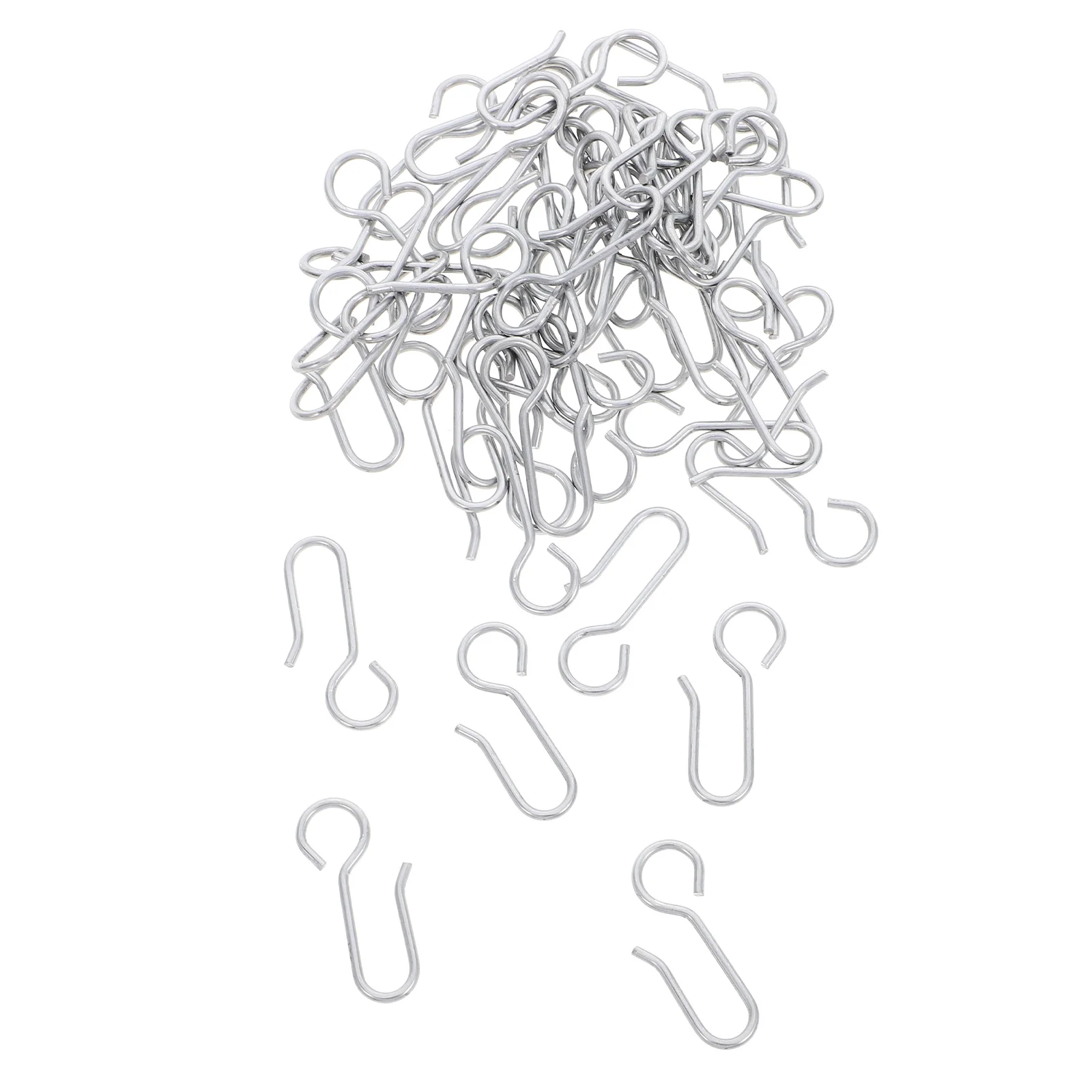 

50pcs S Shape Hooks Stainless Steel Curtain Track Hanging Drapes Wire Hook For Ceiling Shower Bathroom Household Use