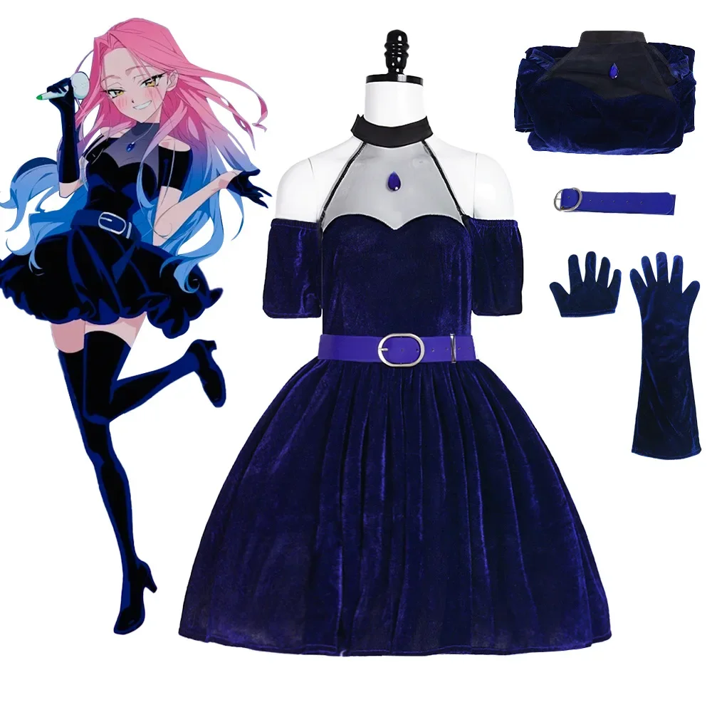 

Мизи Косплей Костюм Аниме Чужой Сцена Необычные Темно-Синие Платья Вечеринка Хэллоуин Хэллоуин Платье для Женщин Девушка Длинный Парик