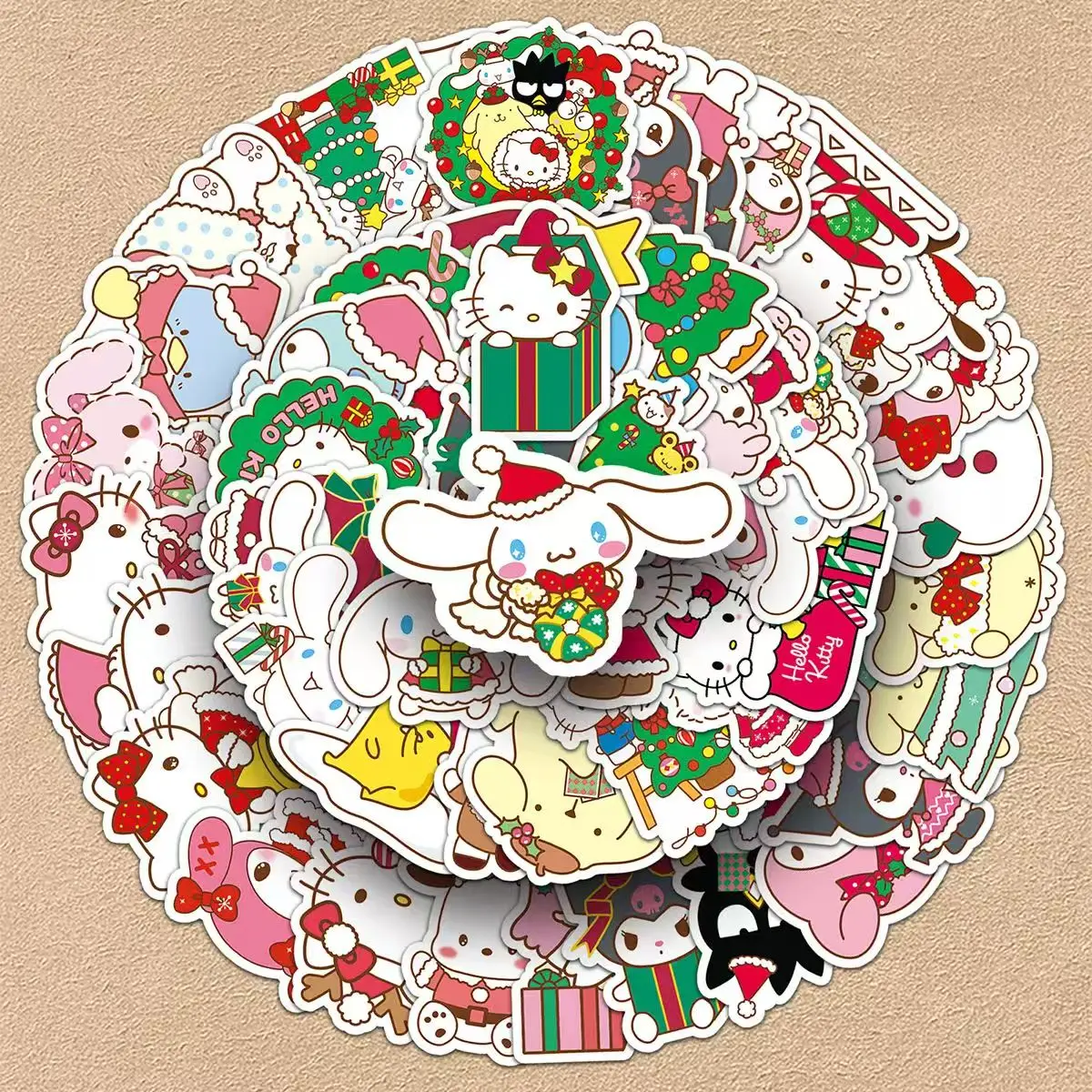 50 stuks Kerst Sanrio Kuromi Hello Kitty Stickers Kawaii Cartoon DIY Waterdichte Graffiti Laptop Motor Briefpapier Stickers