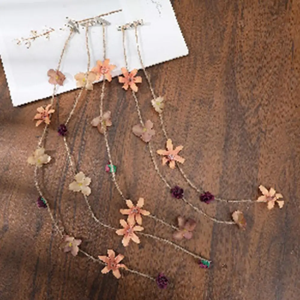 Fashion Tassel Women Flower Vine Forest Simulated Head Garland Flower Crown Hair Accessories Wedding