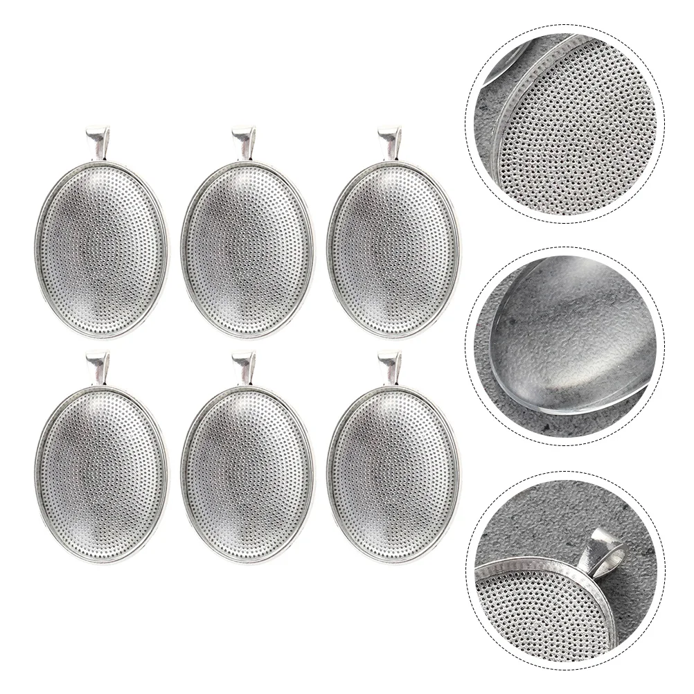 6 قطعة الوقت الأحجار الكريمة قلادة صينية البيضاوي زجاج قبة Diy بها بنفسك صنع المجوهرات قاعدة الحرفية الراتنج فارغة إعداد قلادة قاعدة #4