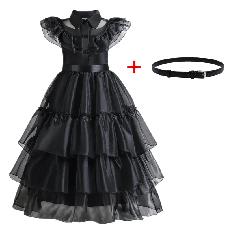 Wednesday Cosplay Costumes Wednesday Dress for Girls Black Gothic Costume Children Carnival Party Evening Dress Kids Vestidos