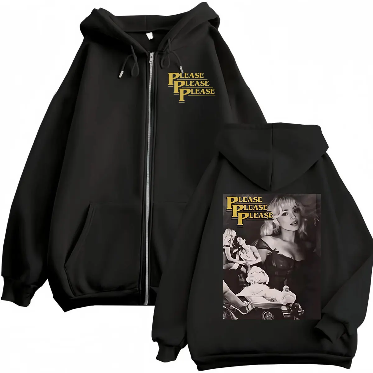 

Sabrina Carpenter Tour 2025 Zipper Hoodie Men Women Fashion Vintage Hooded Sweatshirts High Quality Fleece Oversized Pullovers