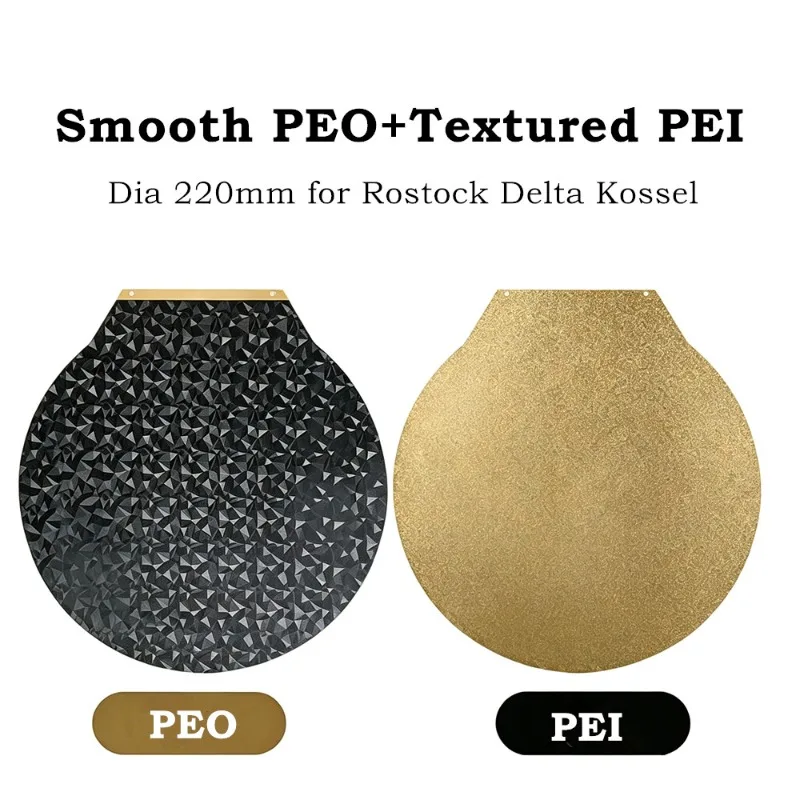 

For Rostock Delta Kossel Build Plate Smooth Textured PEO PEI Sheet Round Dia 220mm Double Sided PEO PEI Spring Steel Print Bed