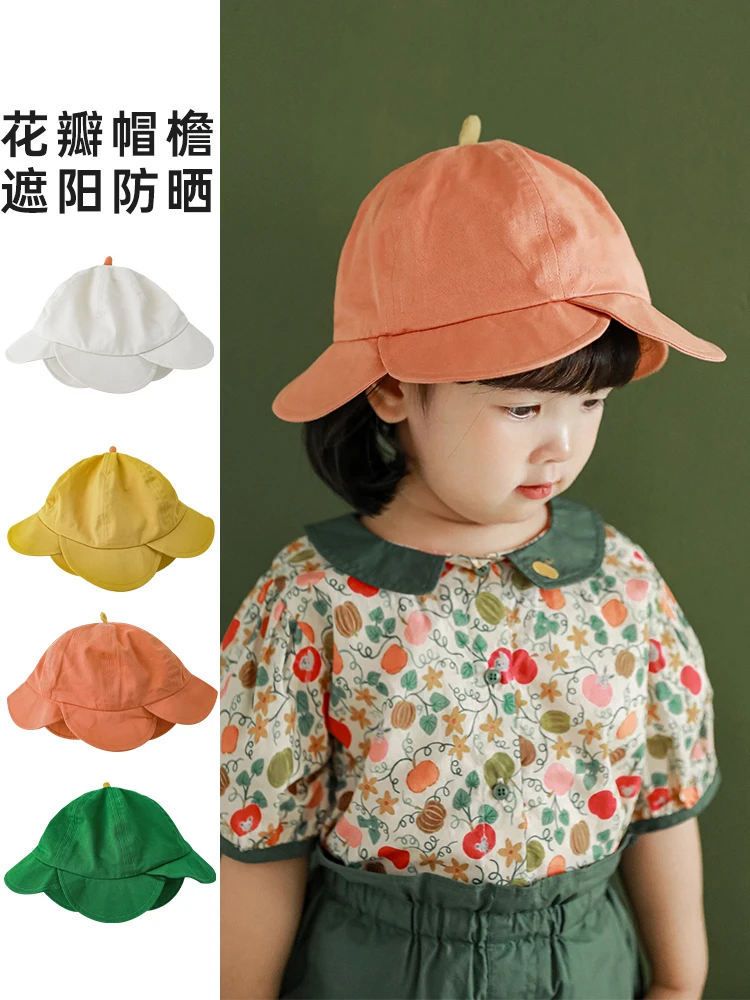 

Children's Cute Cartoon Sun Hat 2022 Summer Sunscreen Big Brim Girls Solid Color Wild Fisherman Hat