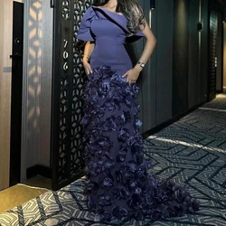 CustomizedFlowers Chapel Train Straight Exquisite and Temperament Evening Dresses Custom Size Floor Length Strapless Jersey Slee