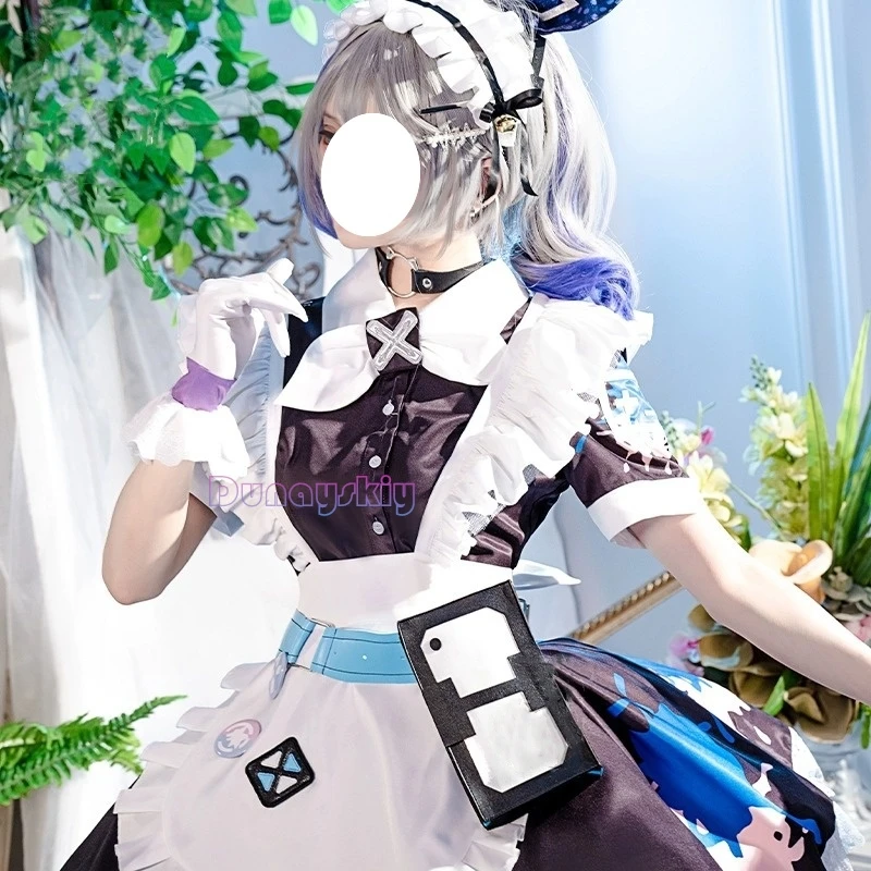 Honkai: traje de Cosplay de Star Rail para mujer, ropa de peluca, uniforme de sirvienta de Hacker, juego de Anime de lobo plateado, fiesta de Halloween