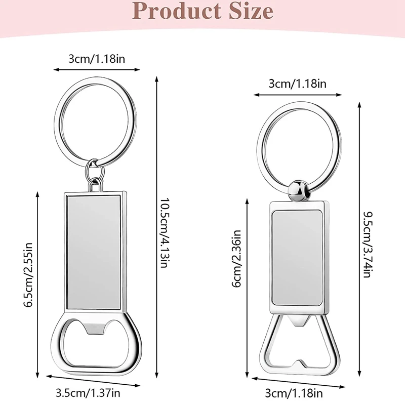 10Pcs Sublimation Keychain Blanks - Sublimation Keychain Case or Metal Sublimation Bottle Opener for Heat Transfer,Set A