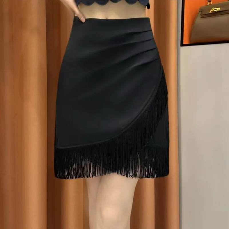 New Outerwear High-waisted Irregular Tassel Fashion Splicing Short Skirt