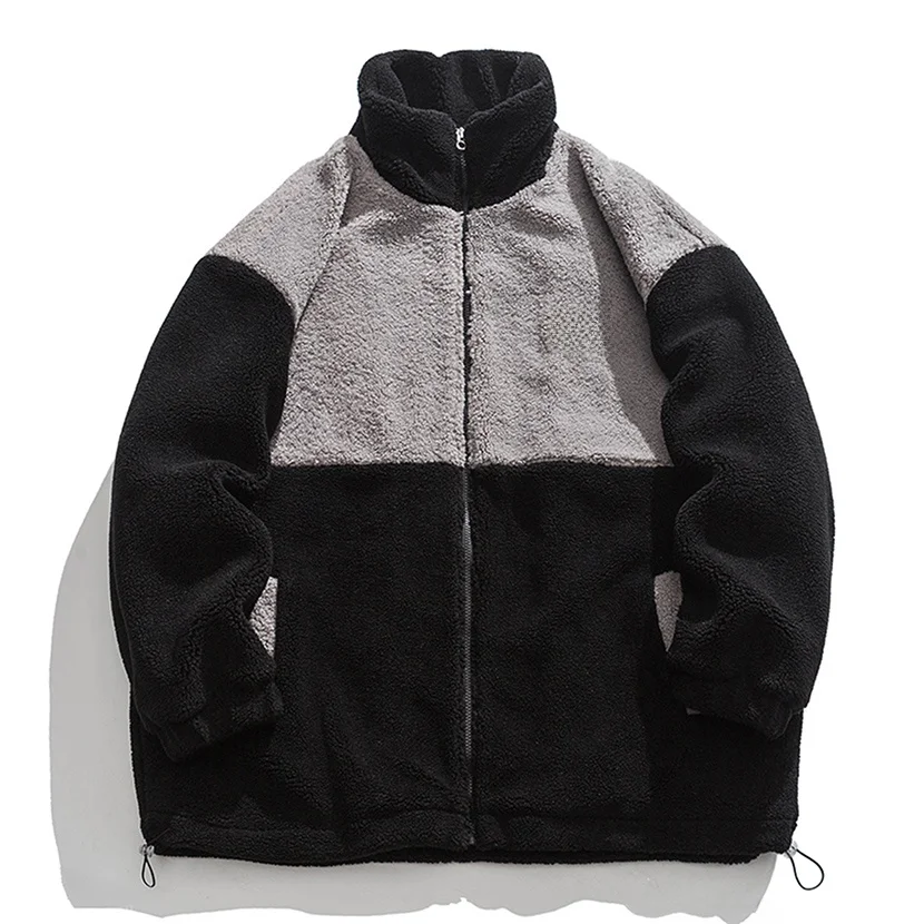 

Мужская зимняя куртка из овечьей шерсти с флисовой подкладкой, утепленная, из хлопка, в американском стиле, премиум-класса, с воротником-стойкой, модная мужская одежда.