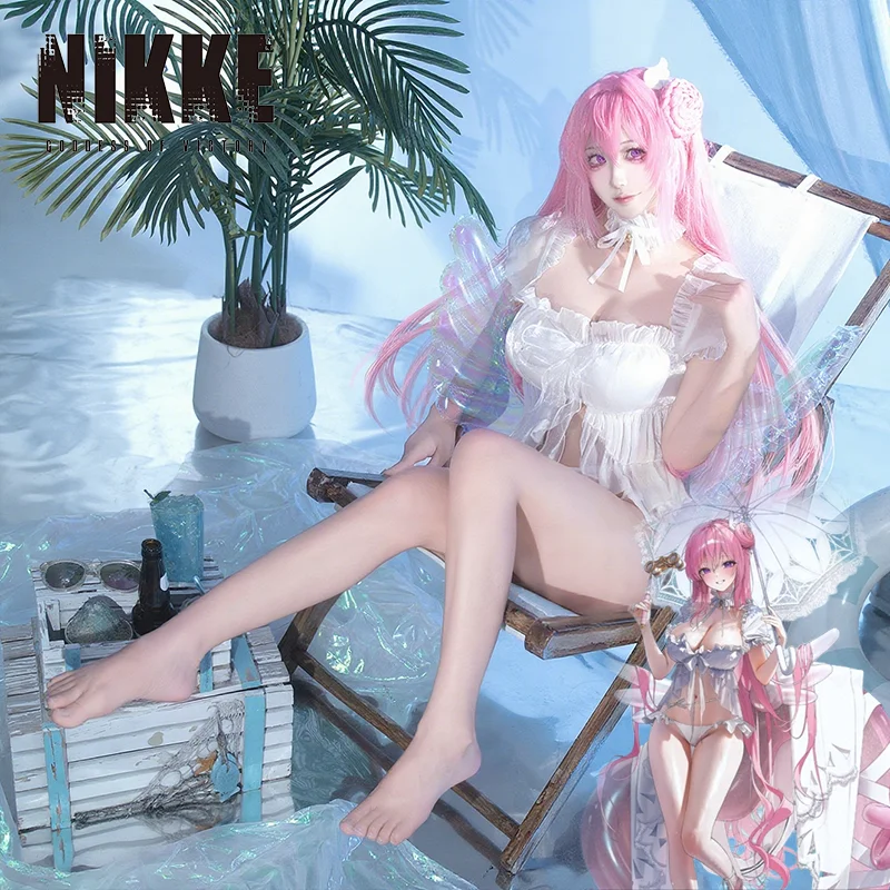 

NIKKE Dorothy Adult Women Cosplay Costume Swimsuit Sexy Summer Lace Skirt Swimwear Hair Accessory Wing Suit Carnival Outfits