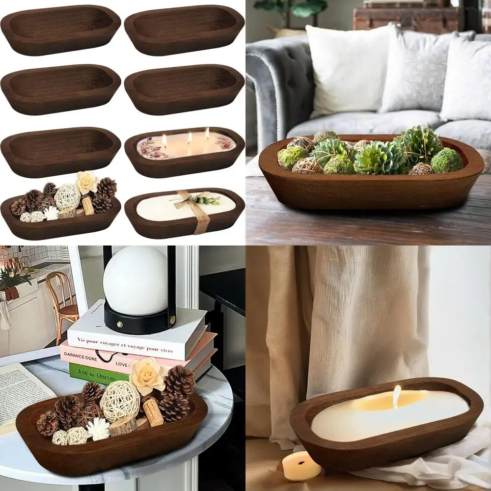 

Vintage Rustic Paulownia Wood Dough Bowls, 8 Pack, Brown, 9.7 x 6 for Candles