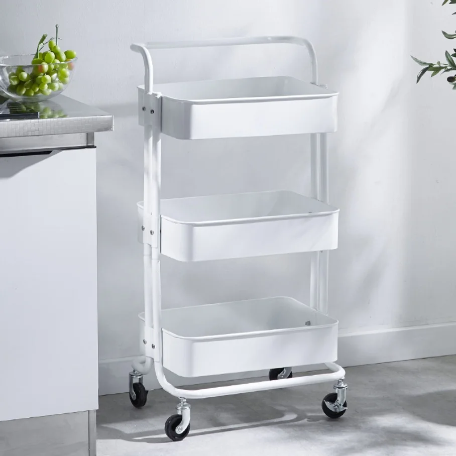 Salon Trolley,3 Tier Nail Cart Storage Rack,SPA Beauty Trolley With 4 Wheels,Stainless Steel,60kg Load Modern