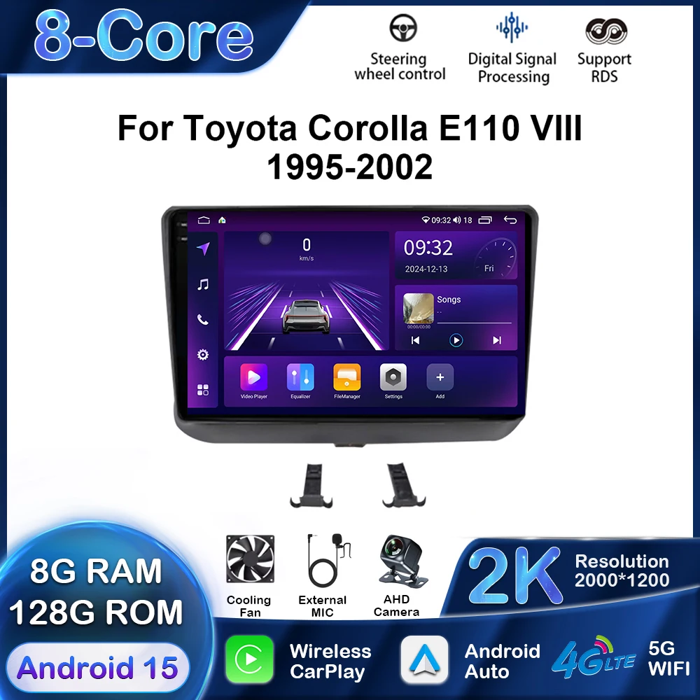 

For Toyota Corolla E110 VIII 1995 -2002 RHD Car Radio Stereo Multimedia DSP Player GPS Wireles Carplay Android Auto Tooch Screen