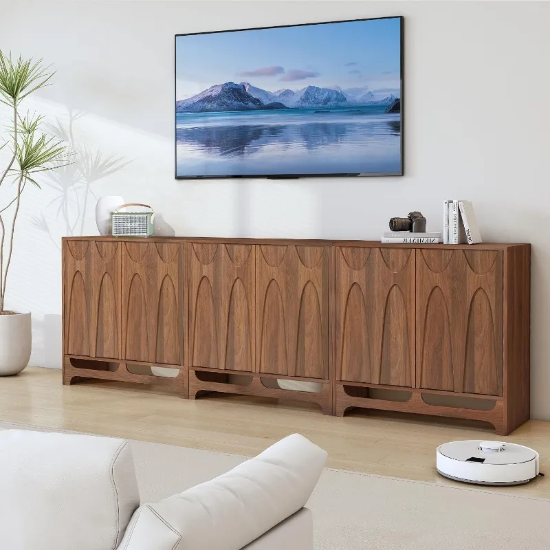 Bifins Sideboard Buffet Cabinet with Storage Set of 3 Century Modern Storage Cabinet with Adjustable Shelf and Living Room