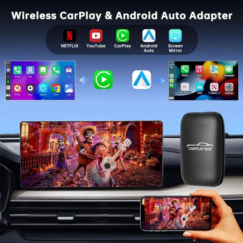 جديد 5 في 1 Android 14.0 CarPlay AI Box Wireless CarPlay Android Auto محول WIFI2.4 FOTA ترقية لجوجل يوتيوب Netflix #2
