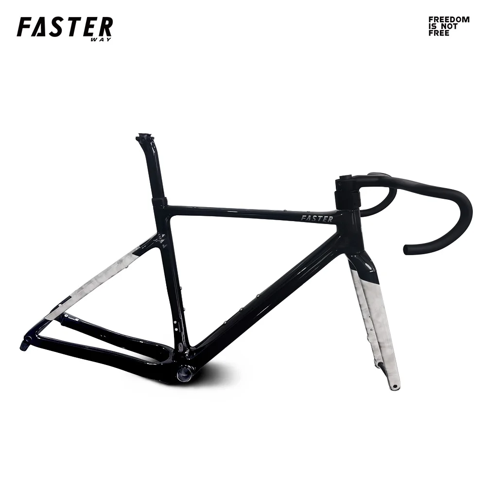 

New Model BB86 Fasterway Gravel Frameset Carbon Bike Road Frame with Fork Seatpost Clamp Headset Handlebar 45C Disc Brake