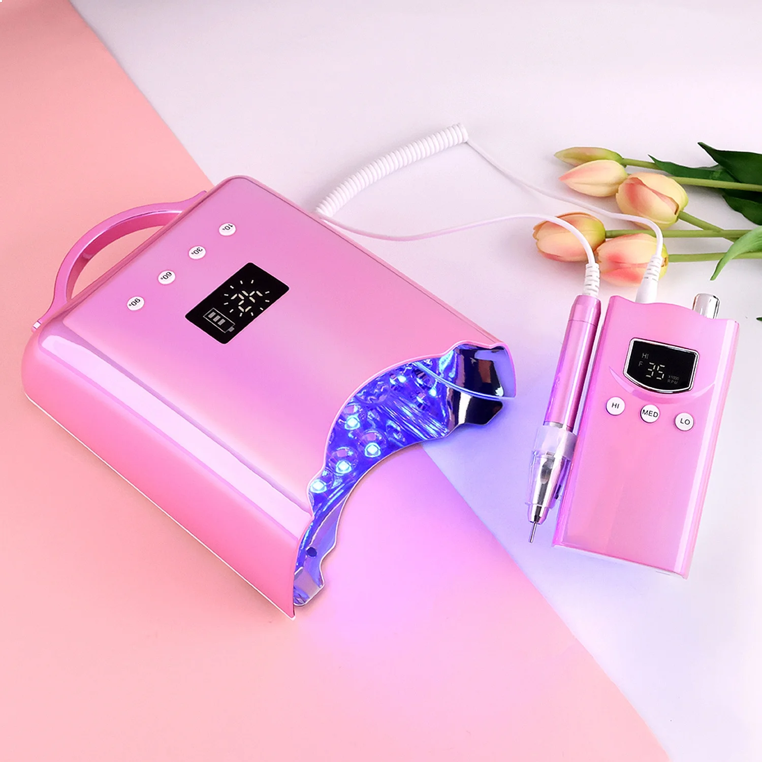 Free LOGO Custom 78W Cordless UV LED Nail Lamp Wholesale Professional Rechargeable Gel Manicure Dryer