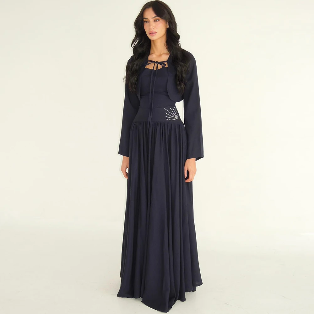 

Классическое вечернее платье трапециевидной формы из джерси Изящные коктейльные платья с длинными рукавами Простые бисерные платья по индивидуальному заказу