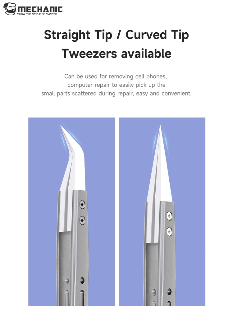 Pince à épiler en céramique à fil volant SM-11, pointe droite SM-17, incurvée, antistatique, haute précision, tête Interchangeable