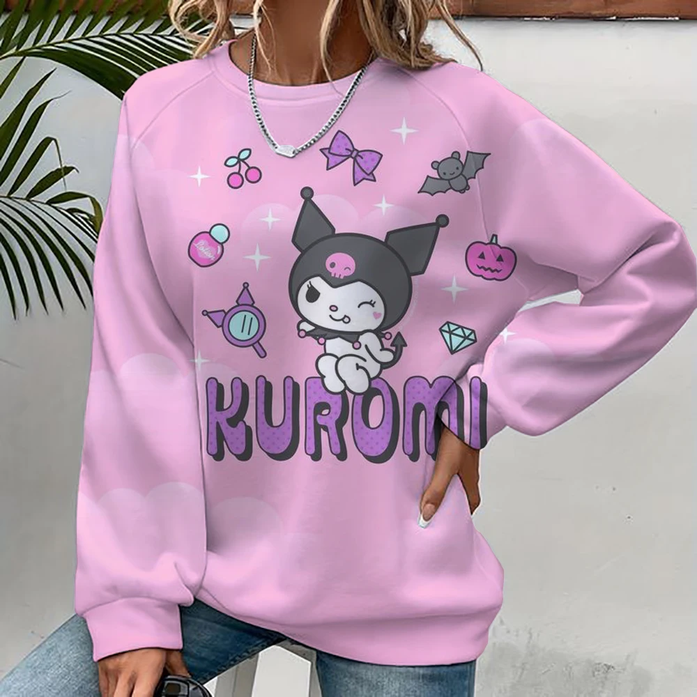 O Neck Hello Kitty Women's Long Sleeve Sweatshirts Autumn Lovely 2024 Leisure 3D Print Pullovers S-3XL Youthful Woman Clothes