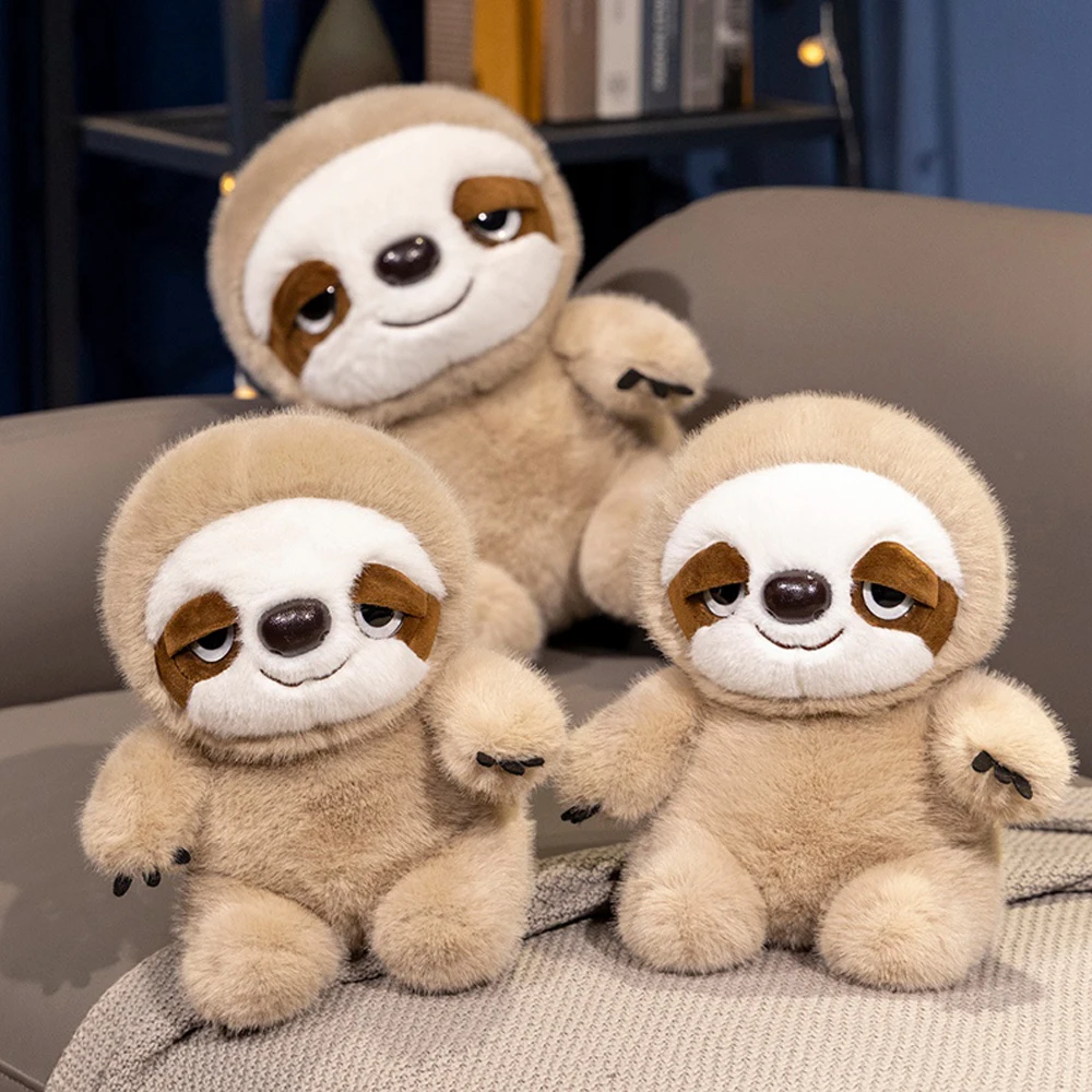 1pc 22/32cm Cute Cartoon Sitting Sloth Plush Toy Soft Fluffy Big Eyes Sloth Doll Birthday Gift Christmas Present