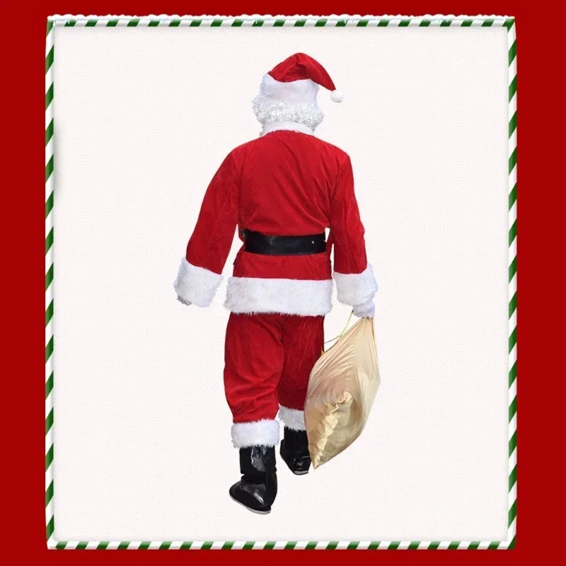 ملابس تنكرية قطيفة ذهبية من سانتا كلوز ، أزياء حفلة الكريسماس ، ملابس العام الجديد ، فاخرة ، كلاسيكية