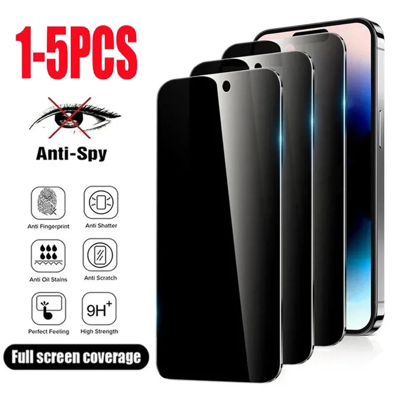 1-5 قطعة مكافحة مختلس النظر الزجاج آيفون 17 14 13 12 11 15 16 برو ماكس 12 13 X Xs ماكس XR الزجاج حامي الشاشة