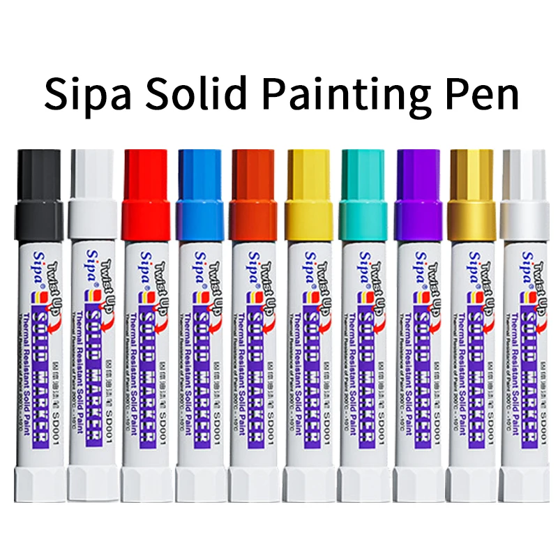 Sipa Solid Paint Pen Marker, Industrial Crayon, Secar chapa de aço gravável, Superfície Água-Óleo, Resistência Multifuncional Pen, 10Pcs