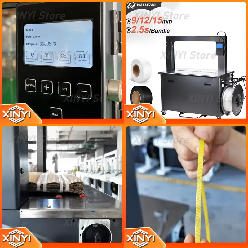 for Wallepac Fully Automatic Electric Welding Line PP Strap Plastic Belt Carton Vertical Strapping Packaging Machine for Box