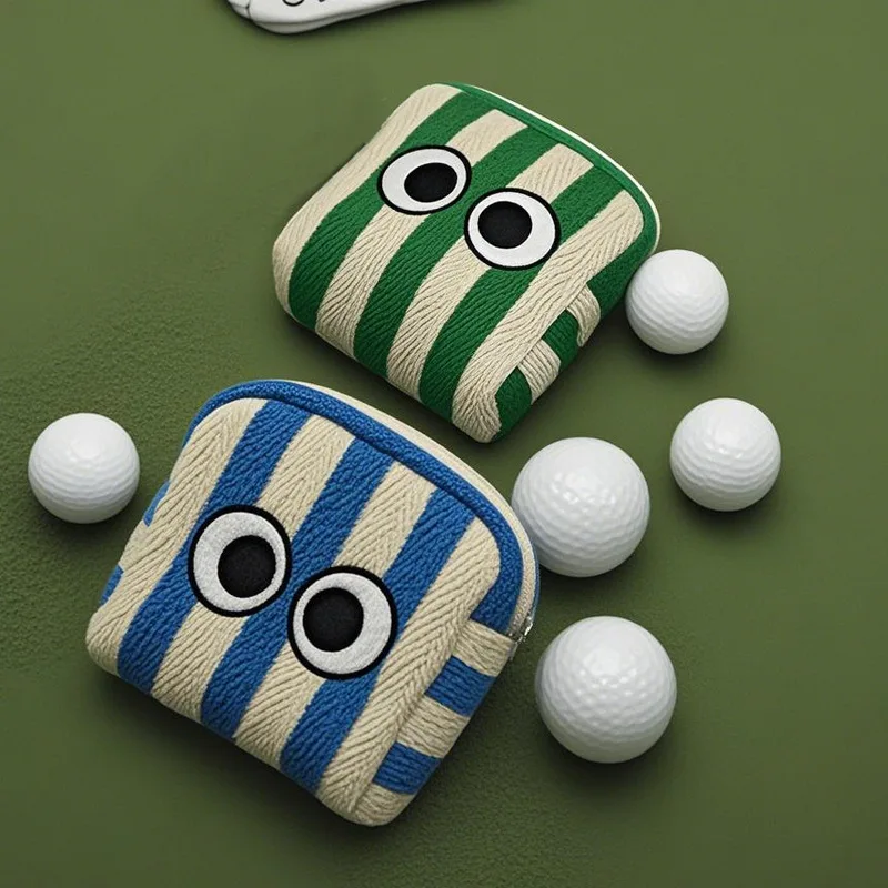 Korean Cute Golf Ball Pouch Stripe Big Eye Design Large Capacity Waist Bag for Summer Golf