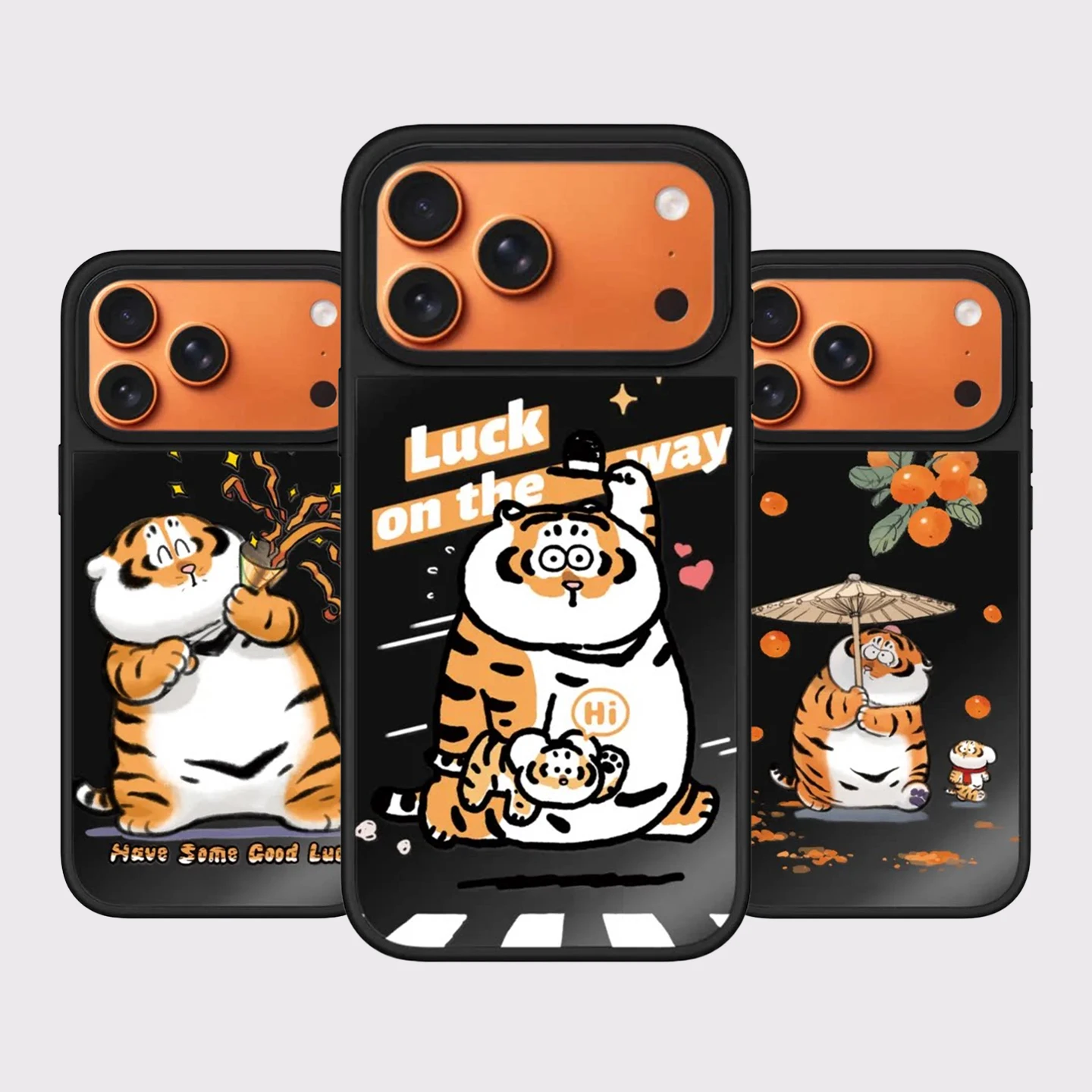 

Luck Tiger Cartoon Black Mirror Surface Magnetic Phone Case Cover for IPhone 12 13 14 15 16 17 Pro Max Case for IPhone 17 Air