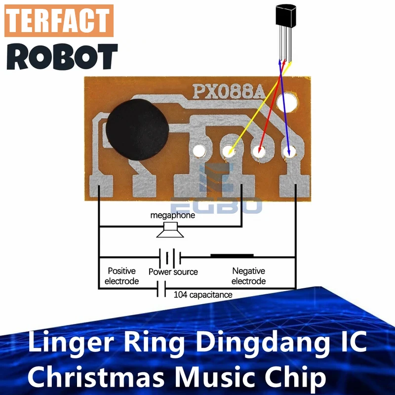 1~10PCS TERFACT ROBOT Linger Ring Dingdang IC Powered up to Play Christmas Music Chip HS088 Music Circuit Board E