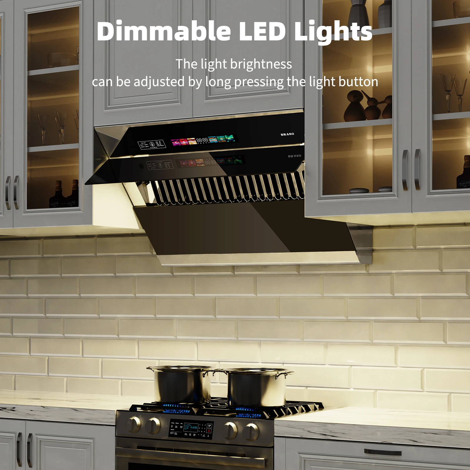 شفاط المطبخ في الولايات المتحدة الأمريكية 900CFM شفاط المطبخ للتحكم الصوتي/الإيماءات/اللمس تصميم جانبي فريد للمطبخ تحت الخزانة شفاط المطبخ