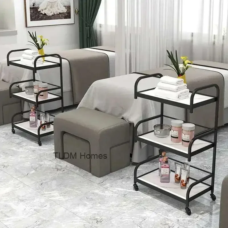 

Esthetician Cart and storage cart Auxiliary Beauty Salon Gold Furniture Wall Mount Styling Hair Station bamboo Trolley