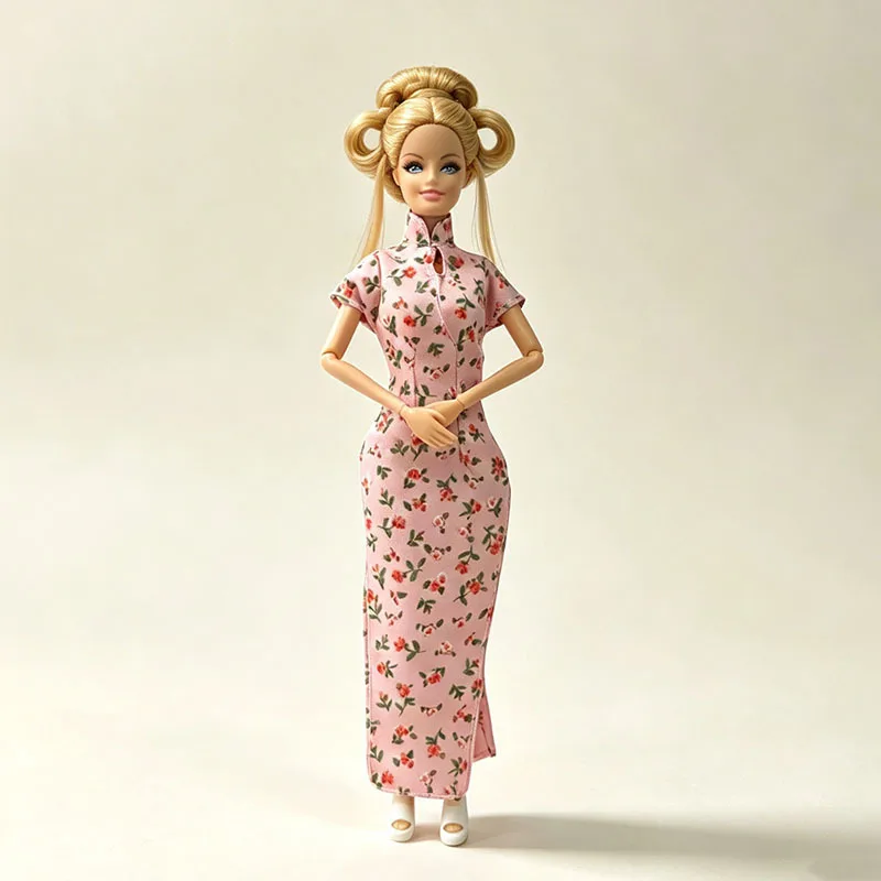 New 30cm Supermodel Doll Clothes Dress Fashion Floral Openwork Silk Qipao Period Drama Dresses For Xinyi FR Doll Dress-Up Toy