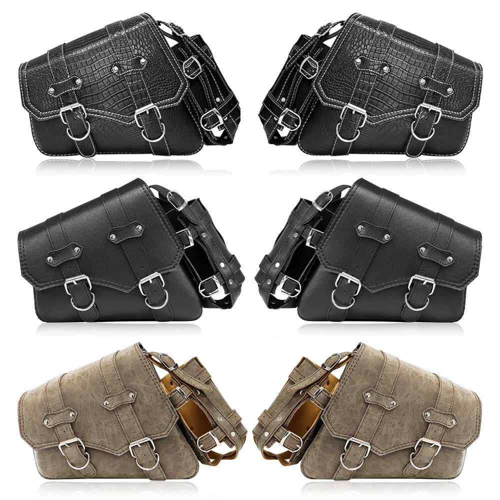 Black PU Leather Saddle Luggage Bag With Kettle Bag Motorcycle Retro Saddle Bag For Harley Davidson Sportster XL883 XL1200