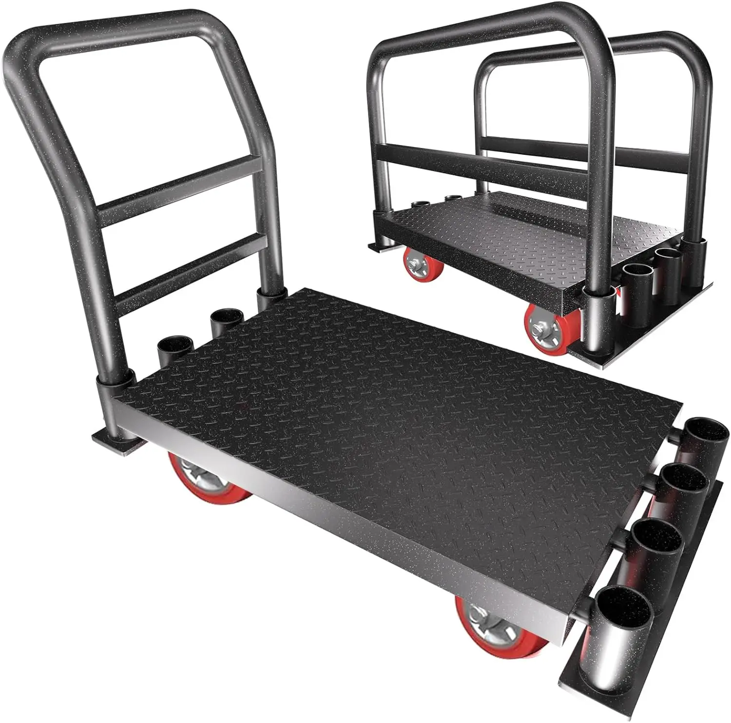 

Heavy Duty Panel Truck Cart, w/1Front&2 Side Handrails, Drywall Cart&Lumber Cart, Platform Truck w/2 Swivel Casters