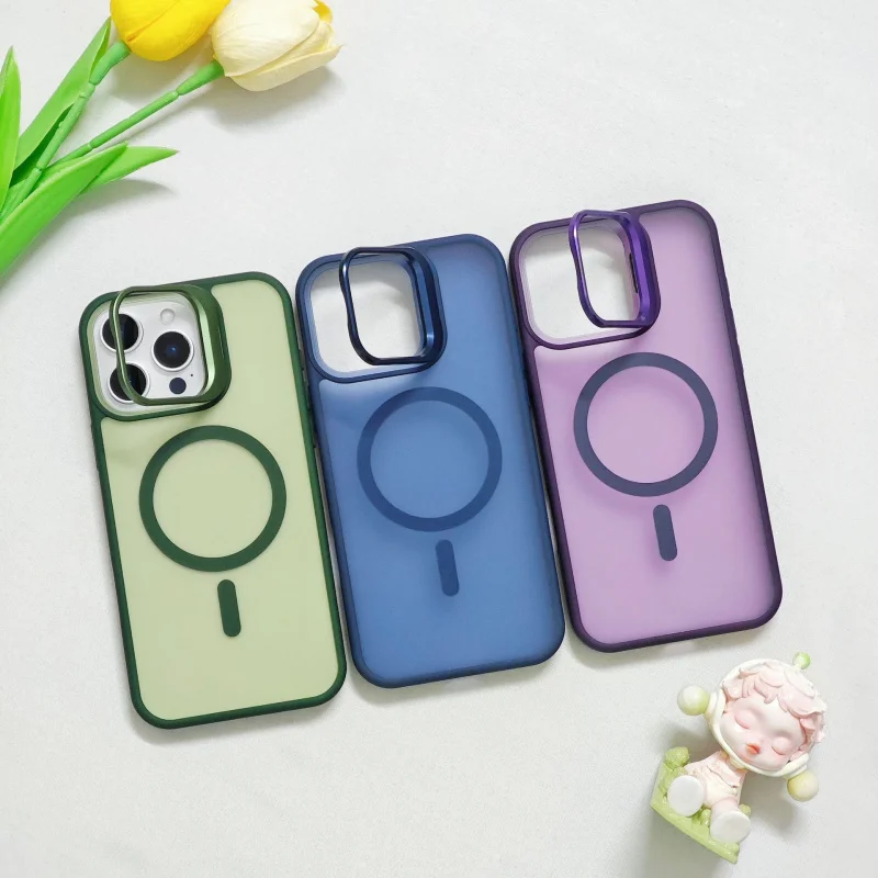 

Suitable for Apple 17 Pro Max skin sensitive magnetic phone case iPhone 16 lens holder, anti drop protective cover