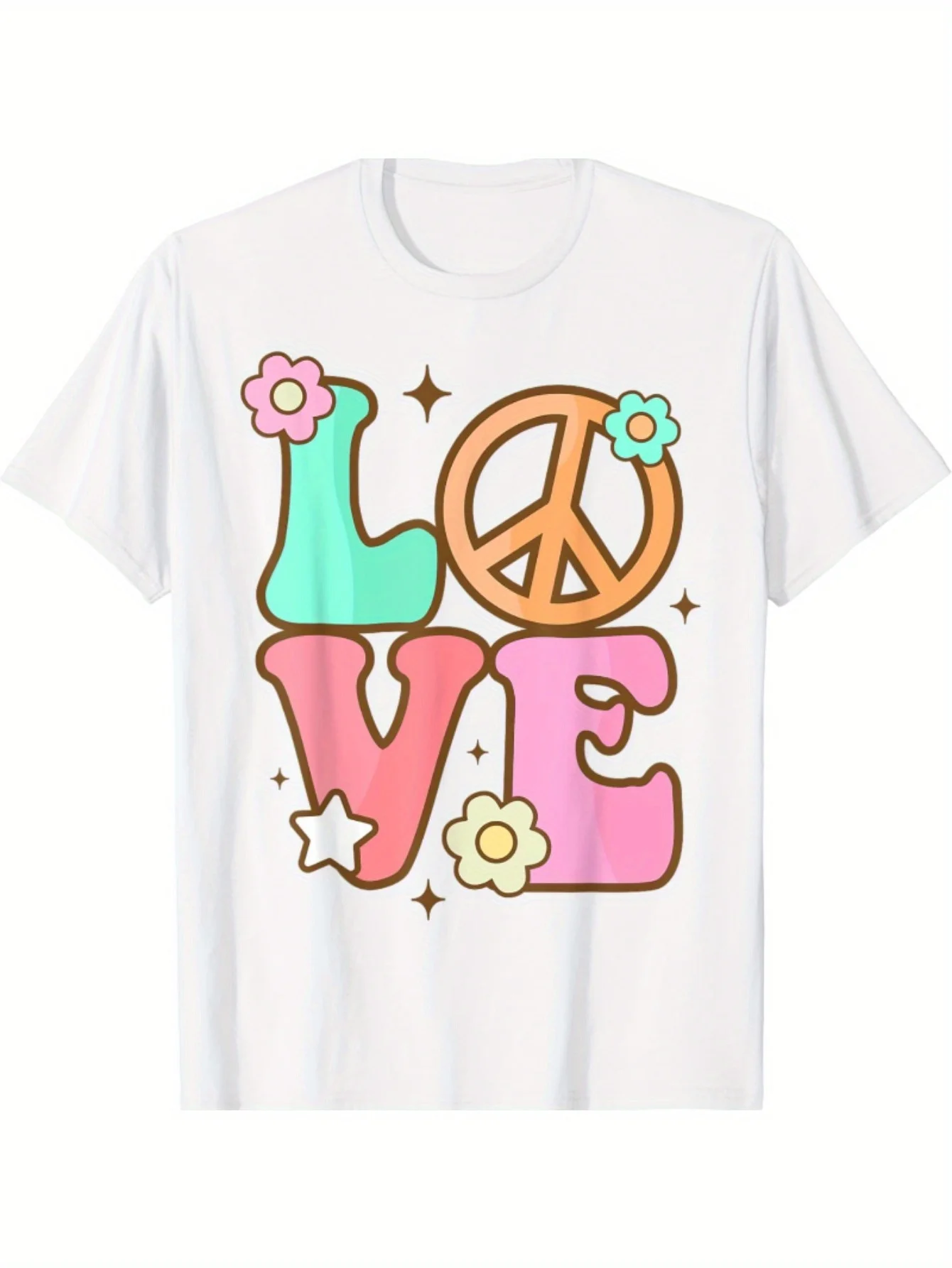 Peace Sign Love 60s 70s Costume Groovy Hippie Theme Party T-Shirt