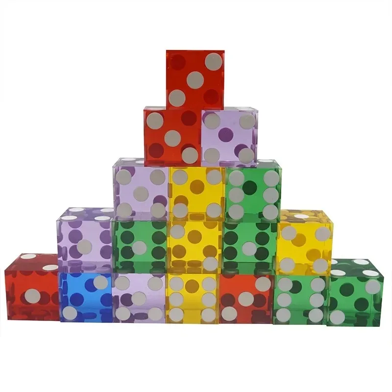 Precision Dice 19MM High-grade Acrylic TransparentSix Sided D6 Casino Sharp Straight Corners 5Pcs