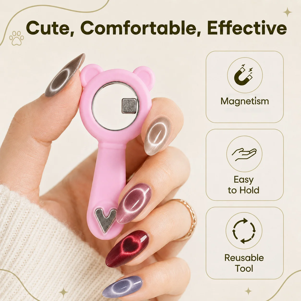 2IN1 Cat Eye Magnet Set Powerful Tools for Creative Nail Designs Perfect for Home Salon 6 Colours Circle Design Salon DIY 1pc
