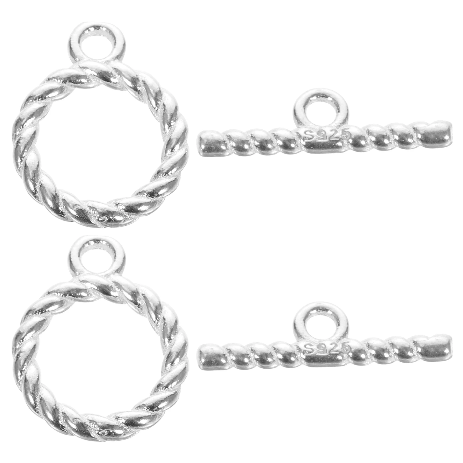 

2 set 2 set 2 Sets Silver Toggle Clasps Jewelry Connectors Metal Bar Ring Clasps For Necklace Bracelet Diy Repair S925 Durable