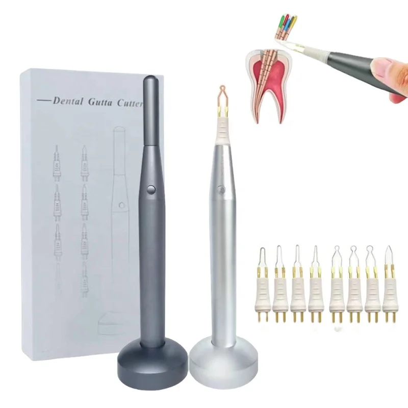 

Oral Dental Gutta Percha Cutter Matel Body Endo Wireless Obturation System with 8PCS Heating Tips Root Canal Therapy Equipment