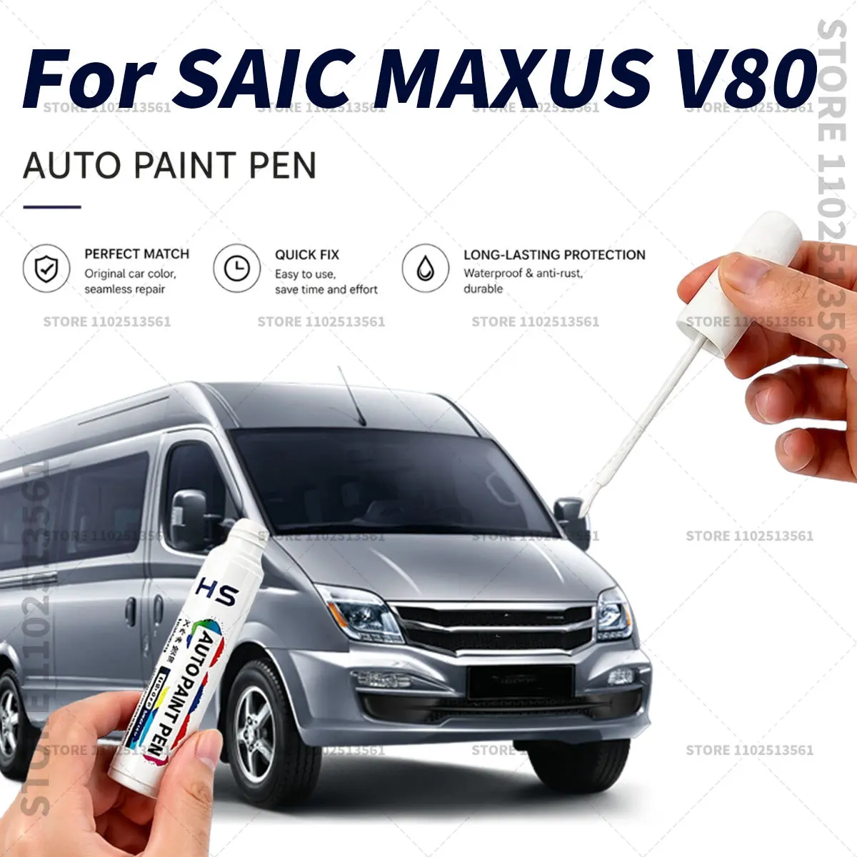 Car Touch Up Paint Pen Deep Scratch Repair Auto Paint Brush For SAIC MAXUS V80 Gray Black White Silver