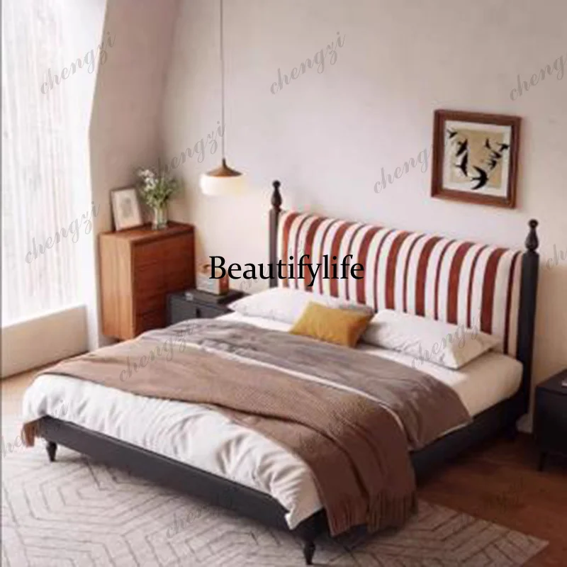 K182  Wooden Design Modern Bed Double  Headboards Bedroom Hospital Bed Floor Multifunctional Letto Matrimoniale Home Furniture