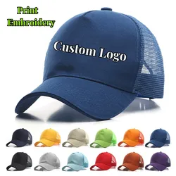 1Piece DIY Free Logo Print Embroidery Baseabll Cap Unisex Trucker Cap Men Women Snapbacks Hat Summer Mesh Breathable Sun Hats